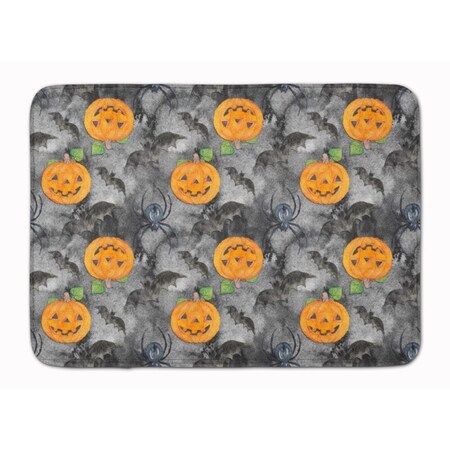 Carolines Treasures Watecolor Halloween Jack-O-Lantern Bats Machine Washable Memory Foam Mat BB7525RUG